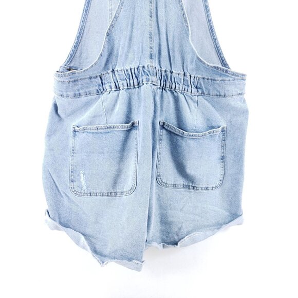 No Boundaries Womens XL Light Wash Denim Shortalls With Pocket Details - Picture 3 of 9